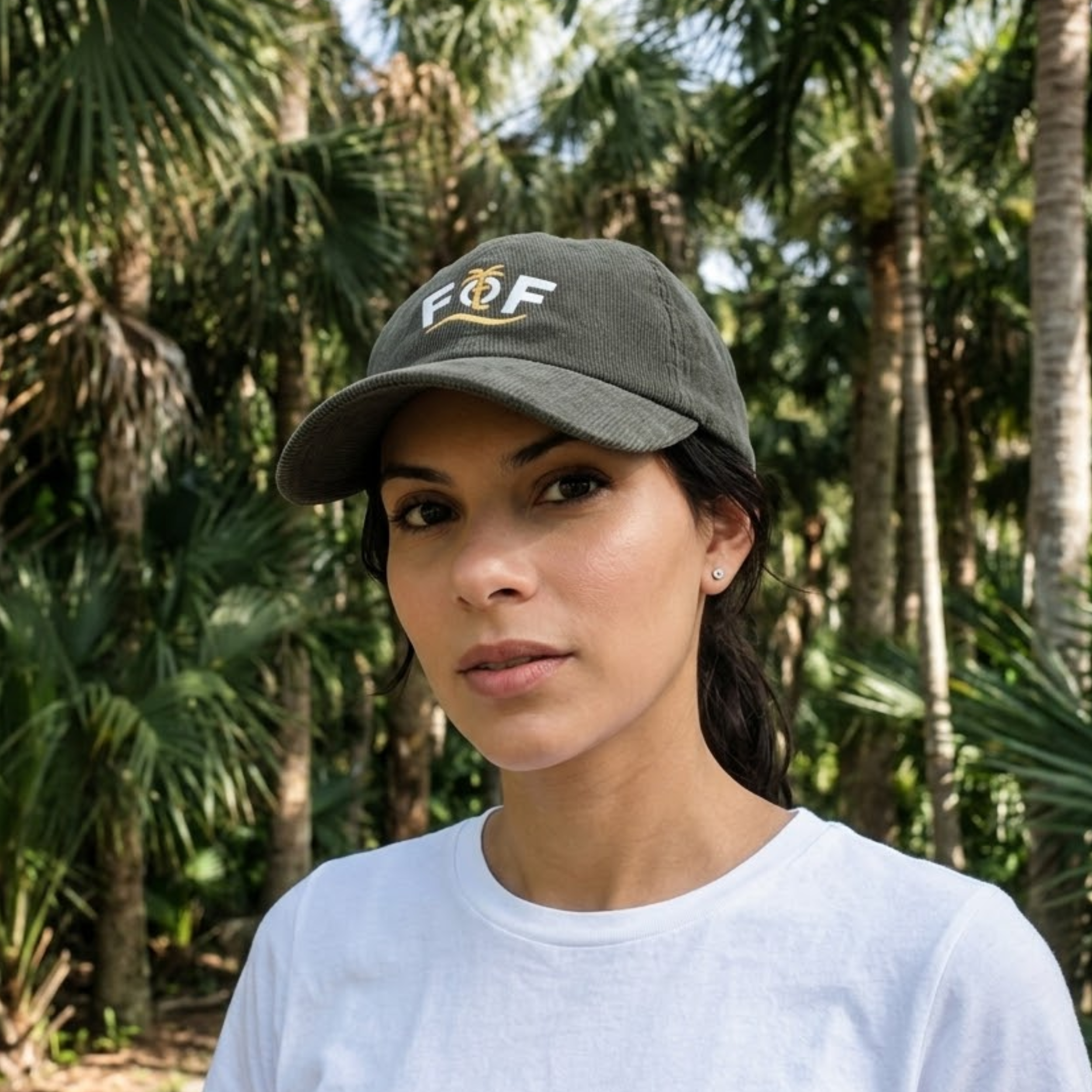 Girl wearing focus on the faith hat