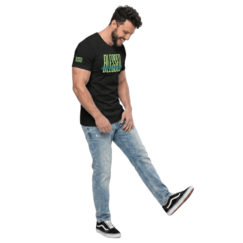 guying wearing blessed assurance shirt